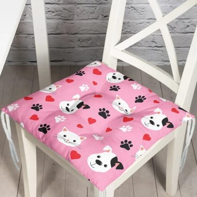 Kalpli Köpek ve Kedi Dijital Baskılı Modern Pofidik Sandalye Minderi