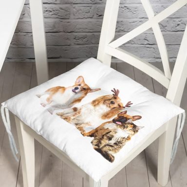 Çeşitli Köpek Desenli Dijital Baskılı Modern Pofidik Sandalye Minderi