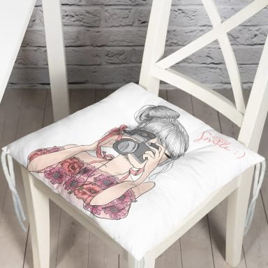 Fashion Girl Dijital Baskılı Modern Pofidik Sandalye Minderi