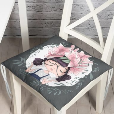Fashion Girl Dijital Baskılı Modern Pofidik Sandalye Minderi