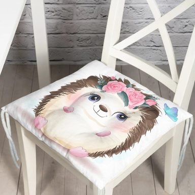 Sevimli Bebek Kirpi Çocuk Odası Dijital Baskılı Modern Pofidik Sandalye Minderi