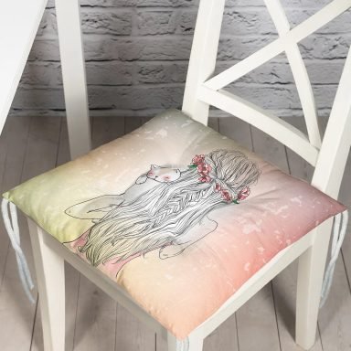Fashion Girl Dijital Baskılı Modern Pofidik Sandalye Minderi