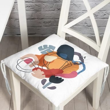 Onedraw Çizimli Geometrik Desen Dijital Baskılı Modern Pofidik Sandalye Minderi