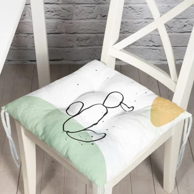 Soft Renkli Onedraw Çizimli Dijital Baskılı Modern Pofidik Sandalye Minderi