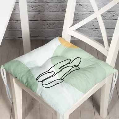 Soft Renkli Onedraw Çizimli Dijital Baskılı Modern Pofidik Sandalye Minderi