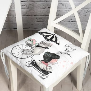 Fashion Girl Dijital Baskılı Modern Pofidik Sandalye Minderi
