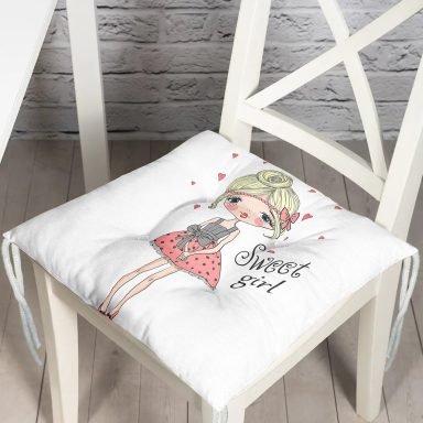 Fashion Girl Dijital Baskılı Modern Pofidik Sandalye Minderi