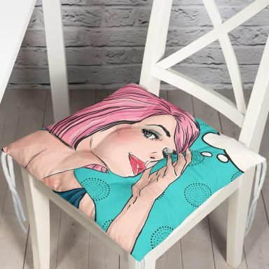 Fashion Girl Dijital Baskılı Modern Pofidik Sandalye Minderi