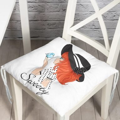 Fashion Girl Dijital Baskılı Modern Pofidik Sandalye Minderi