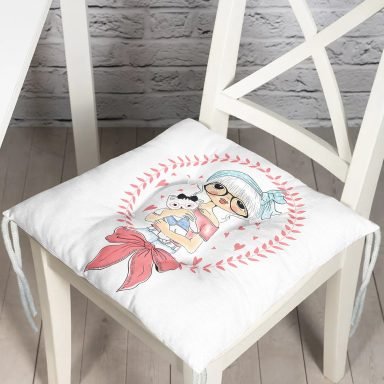 Fashion Girl Dijital Baskılı Modern Pofidik Sandalye Minderi