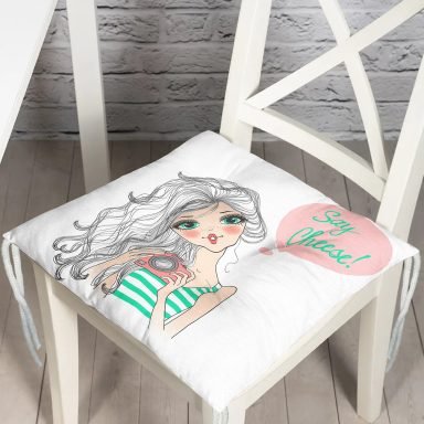 Fashion Girl Dijital Baskılı Modern Pofidik Sandalye Minderi