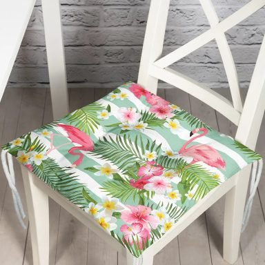 Flamingo Desen Dijital Baskılı Modern Pofidik Sandalye Minderi