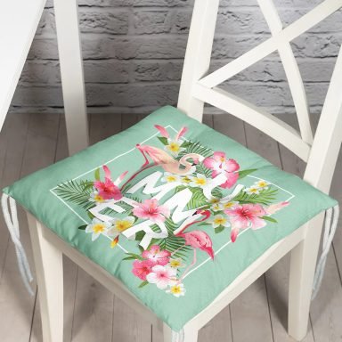 Flamingo Desen Dijital Baskılı Modern Pofidik Sandalye Minderi