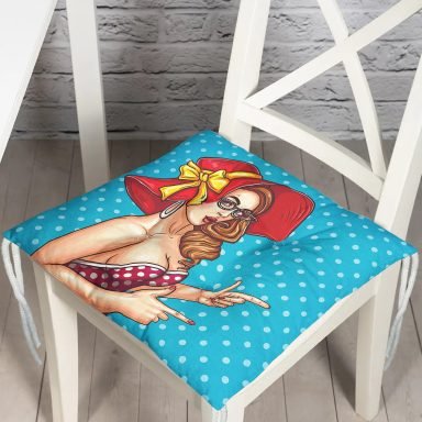 Pop Art Resimli Dijital Baskılı Modern Pofidik Sandalye Minderi