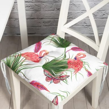 Flamingo Desen Dijital Baskılı Modern Pofidik Sandalye Minderi