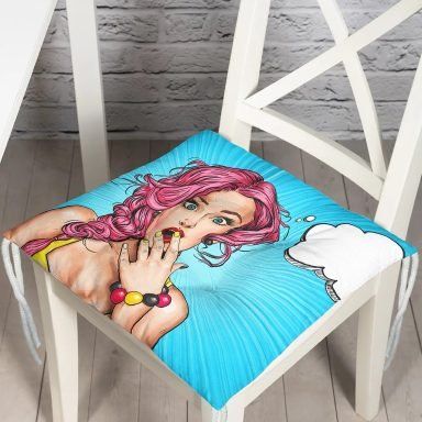 Pop Art Desen Dijital Baskılı Pofidik Kare Sandalye Minderi