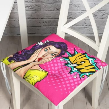 Pop Art Resimli Dijital Baskılı Pofidik Kare Sandalye Minderi