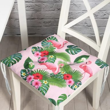 Flamingo Desen Dijital Baskılı Modern Pofidik Sandalye Minderi