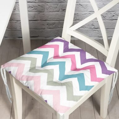 Zigzag Desen Dijital Baskılı Pofidik Kare Sandalye Minderi