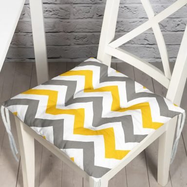 Zigzag Desen Dijital Baskılı Pofidik Kare Sandalye Minderi