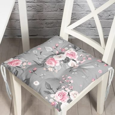 Renkli Zemin Üzerinde Flamingo Desenli Yaprak Motifli Dijital Baskılı Modern Pofidik Sandalye Minderi