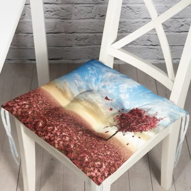 Sonbahar Yaprakları Motifli Dijital Baskılı Modern Pofidik Sandalye Minderi