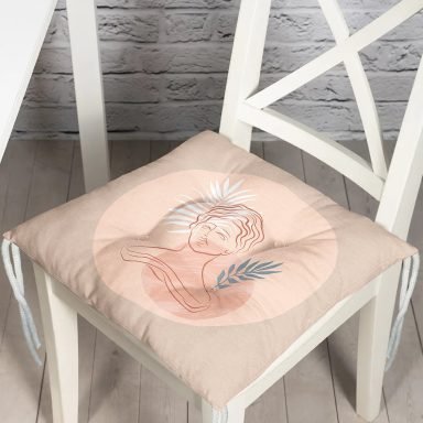 Pastel Zemin Üzerinde Antik Desenli Dijital Baskılı Modern Pofidik Sandalye Minderi