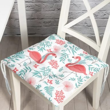 Modern Flamingo Desenli Dijital Baskılı Pofidik Sandalye Minderi