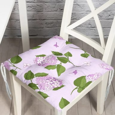 Renkli Zemin Üzerinde Yeşil Yapraklı Çiçek Desenli Dijital Baskılı Modern Pofidik Sandalye Minderi