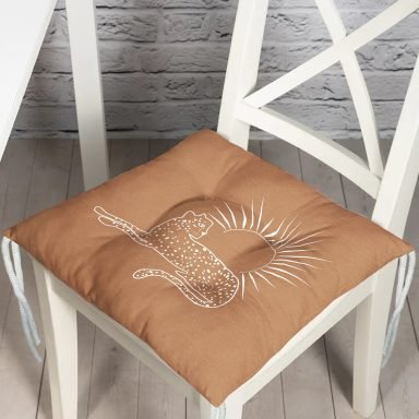 Pastel Zemin Üzerinde Onedraw Çizimli Güneş Desenli Dijital Baskılı Modern Pofidik Sandalye Minderi