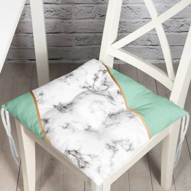 Renkli Geometrik Desenli Mermer Motifli Dijital Baskılı Modern Pofidik Sandalye Minderi
