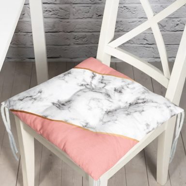 Renkli Geometrik Desenli Mermer Motifli Dijital Baskılı Modern Pofidik Sandalye Minderi