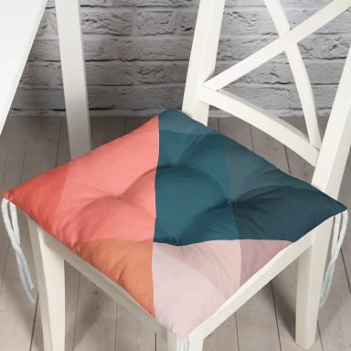 Geometrik Motifli Özel Tasarım Dijital Baskılı Modern Pofidik Sandalye Minderi