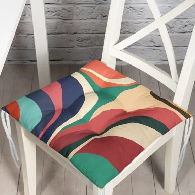 Abstract Renkli Figürlü Özel Tasarım Dijital Baskılı Modern Pofidik Sandalye Minderi