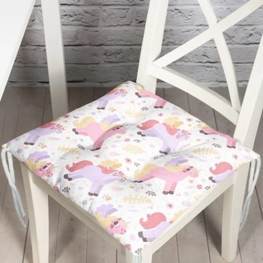 Sevimli Unicorn Motifli Dijital Baskılı Özel Tasarım Modern Pofidik Sandalye Minderi
