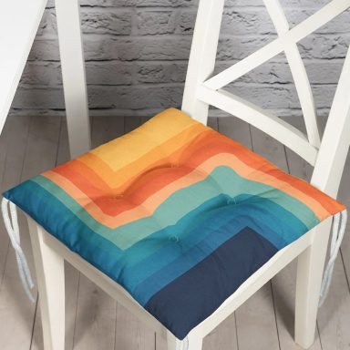 Geometrik Desenli Özel Tasarım Dijital Baskılı Modern Pofidik Sandalye Minderi
