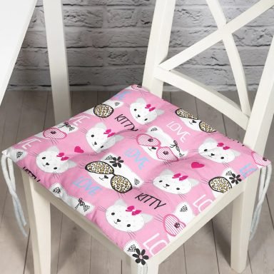 Hello Kitty Motifli Dijital Baskılı Modern Pofidik Sandalye Minderi