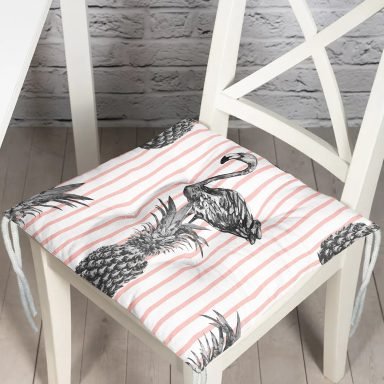 Flamingo Temalı Dijital Baskılı Pofidik Sandalye Minderi
