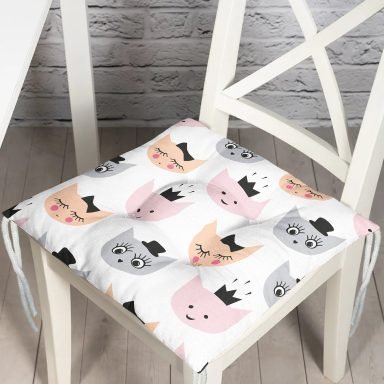 Sevimli Kedi Motifli Dijital Baskılı Özel Tasarım Modern Pofidik Sandalye Minderi