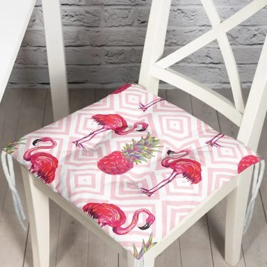 Flamingo Desenli Dijital Baskılı Pofidik Sandalye Minderi