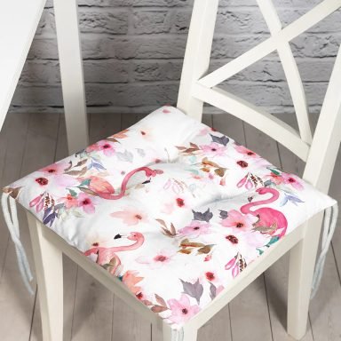 Flamingo Desenli Dijital Baskılı Pofidik Sandalye Minderi