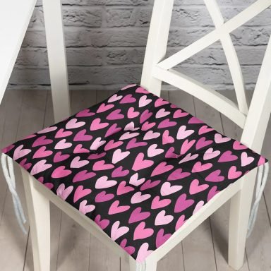 Sevgililer Günü Temalı Özel Tasarım Dijital Baskılı Modern Pofidik Sandalye Minderi
