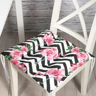 Flamingo Desenli Dijital Baskılı Pofidik Sandalye Minderi