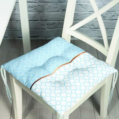 Mavi & Beyaz Ogea Desenli Dijital Baskılı Modern Pofidik Sandalye Minderi