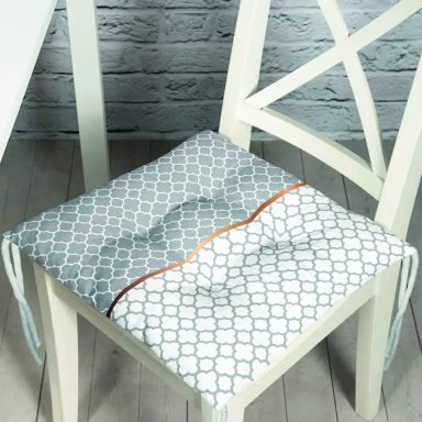 Gri & Beyaz Ogea Desenli Dijital Baskılı Modern Pofidik Sandalye Minderi