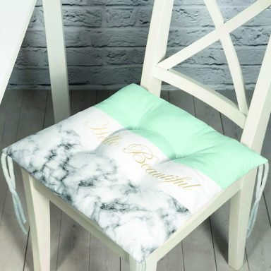 Hello Beautiful Mint Yeşili & Mermer Dijital Baskılı Modern Pofidik Sandalye Minderi