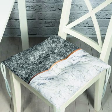 Siyah & Beyaz Mermer Tasarımlı Dijital Baskılı Modern Pofidik Sandalye Minderi