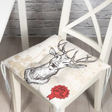 Geyik Desenli Dijital Baskılı Modern Pofidik Sandalye Minderi