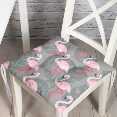 Flamingo Desenli Dijital Baskılı Pofidik Sandalye Minderi