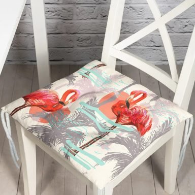 Flamingo Desenli Dijital Baskılı Pofidik Sandalye Minderi